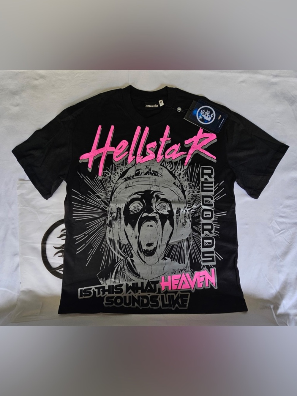 Hellstar Black Graphic Tee with Pink Accents